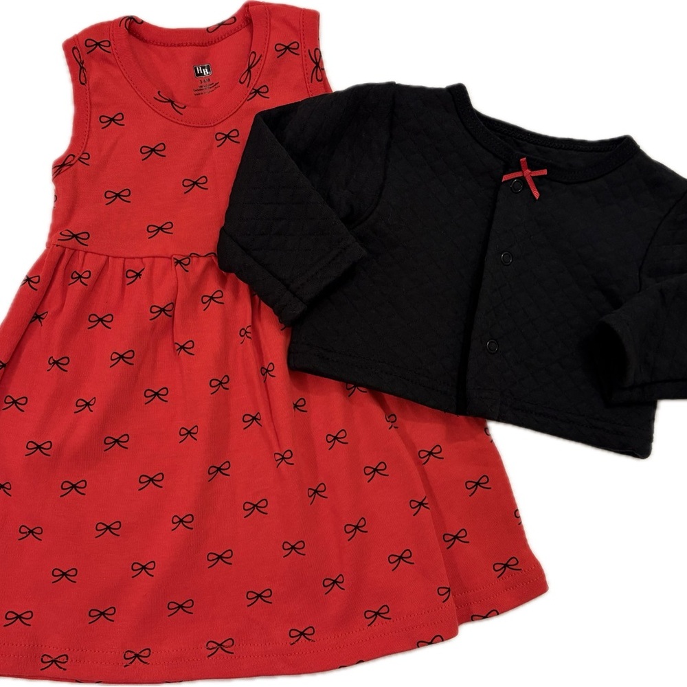 NWOT Holiday dress and cropped quilted cardigan set Hudson baby - baby girl 3-6m